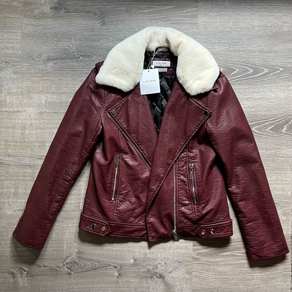Noize Jackets & Blazers - NWT NOIZE Faux Leather Moto Biker Jacket, Vegan, removable collar